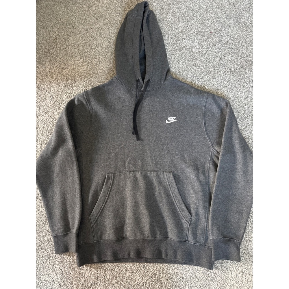 Nike Mens Sportswear Club Fleece Hoodie Charcoal Grey BV2654-071 Medium